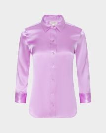 Dani Silk Satin 3/4-Sleeve Button-Down Blouse at Neiman Marcus